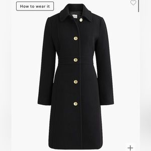JCREW Lady Day Coat. NEW WITH TAGS! wool blend. Beautiful gold button detail.